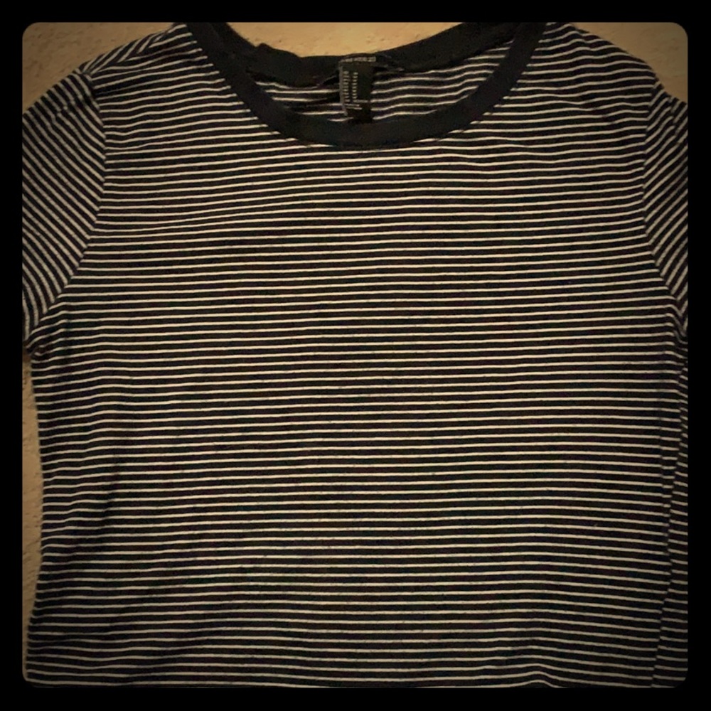 black and white striped crop top